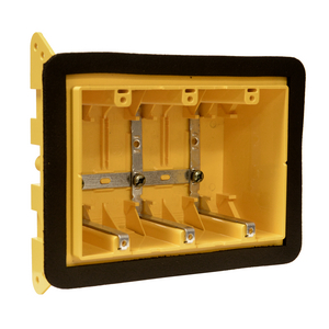 Non-Metallic 3-Gang Device Box with Flush Bracket, Flanged with Vapour Barrier, 52 cu in